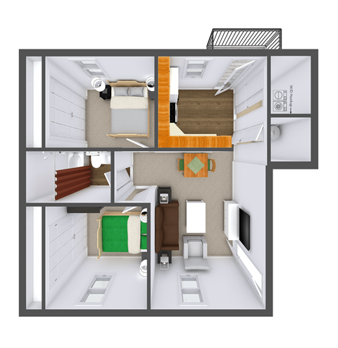 2 Bedroom 1 Bathroom at The Court at Sandstone Apartments, Greenwood, IN, 46142
